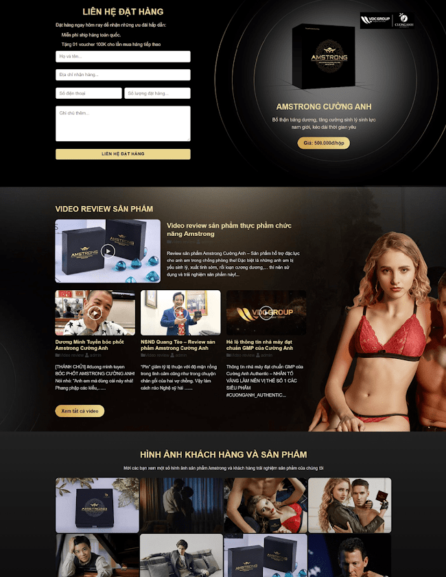 Giao diện web landing page thực phẩm chức năng